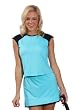 Love Hurts: Cap Sleeve Tennis Top: Blue w/ Black Color Block