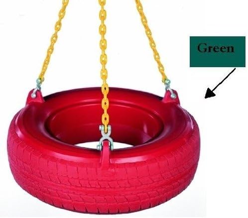 Child Works 0119360-GREEN Chained Plastic Tire Swing- Green Tire - Pt 05