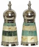 Decorative Salt & Pepper Shakers with Turqoise Resin & Bone Inlay Sides