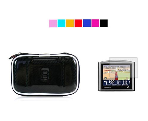 4.3 inch candy carry case for TomTom XL 330S 325S 340-S 340TM TomTom GO 740TM 730 + Screen Protector (Black Candy)