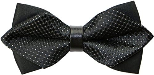 PAN PA Men's Bow Tie Textured Woven Pointed Head Black