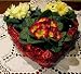 Pflanzkorb Herzform rot Bananen-Blätter mit Folie