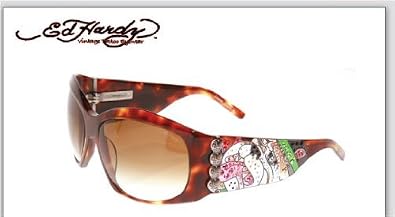 Womens Bohemian Clothing : ED HARDY EHS 006 LOVE DOG TORTOISE PLASTIC BROWN GRADIENT LENS SWAROSKI CRYSTAL SUNGLASSES $185.00 The Cheapest