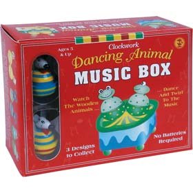 Boxed wooden clockwork dancing frog music box musical box Boxed wooden clockwork dancing frog music box musical box