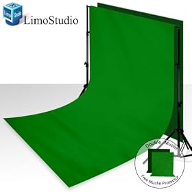 LimoStudio 10' x 8.5' Background Stand Backdrop Support System Kit + 6' x 9' 100% Cotton Green Chroma Key Muslin Backdrop Background + FREE 6' x 9' Green Muslin Protector Photo Portrait Studio, AGG271