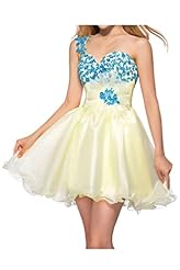 Organza Lace Applique One Shoulder Homecoming Dress/Mini Dress 