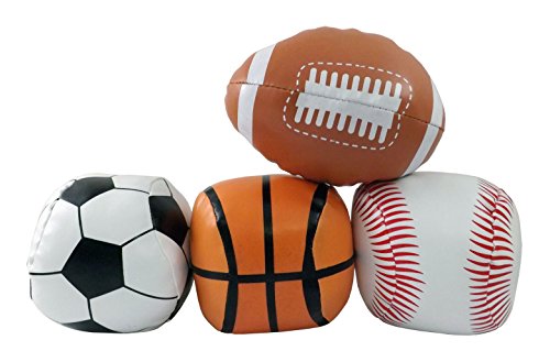 5" Mini Soft Plush Sports Balls Set for Kids - Set of 4 (Football, Baseball, Basketball, Soccer)