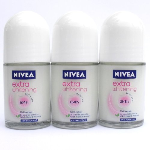 Nivea Extra Whitening Pore Minimizer Deodorant Roll-On Travel Size 25ml (3 Pack)