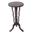 Handmade Asian Furniture - 27" Carved Wood Ripple Design - Round Accent End Table