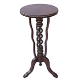 EXP Handmade Asian Furniture - 27" Carved Wood Ripple Design - Round Accent End Table