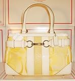 AUTHENTIC Coach Hamptons Optic Signature Carryall Handbag Satchel Tote #F13337 YELLOW