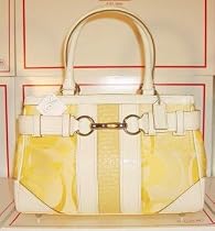 CLEARANCE - Coach Hamptons Optic Signature Carryall Handbag Satchel Tote #F13337 YELLOW