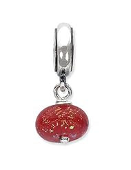 Sterling Silver Reflections Red Dichroic Glass Dangle Bead