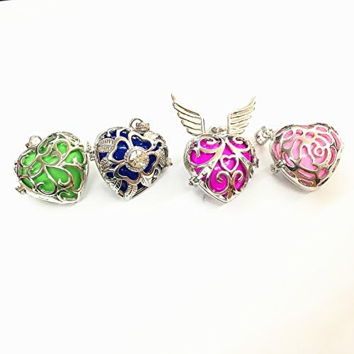 HaXiu 4pcs Mix Style 27mm heart shaped Harmony Ball Women Charm Pendant Necklace
