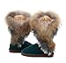 IVG Women's Winter Boots, Indian Style Real Leather Snow Boots Fox Fur