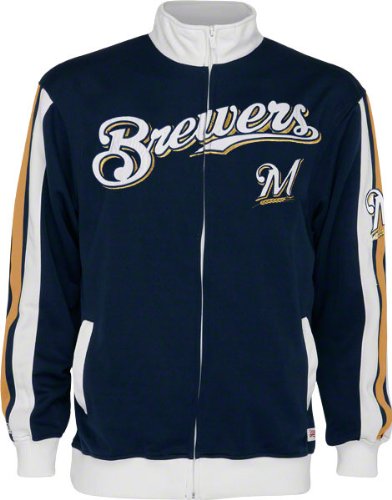 Milwaukee Brewers Navy Full Zip Tricot Track Jacket