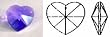 Swarovski Strass Blue Violet Heart With Lazer Logo Etched 28mm # 8781-28 Set of 10pc