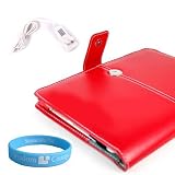 Amazon Kindle 2 Red Melrose Leather Case + Kindle 2 Wall Charger White Color + Wristband