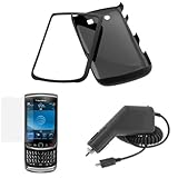 GTMax Rapid Car Charger + Black Rubberized Hard Cover Case + LCD Screen Pro ....