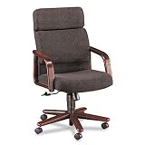 HON 2901NBP19 Executive High Back Chair, 2900 Series, Wood Arms, Prisma Iron Fabric, Mahogany Frame