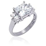 Romantic Elegance: Sterling Silver 3 Stone CZ Diamond Anniversary Ring