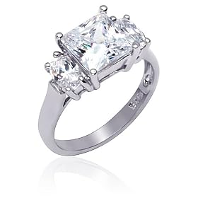 Romantic Elegance: Sterling Silver 3 Stone CZ Diamond Anniversary Ring Romantic Elegance: Sterling Silver 3 Stone CZ Diamond Anniversary Ring