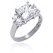 Romantic Elegance: Sterling Silver 3 Stone CZ Diamond Anniversary Ring