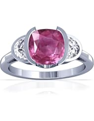 18K White Gold Cushion Cut Pink Sapphire Three Stone Ring