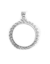 COIN Bezel Frame Holder Mount Half Dollar Sterling Silver Rope