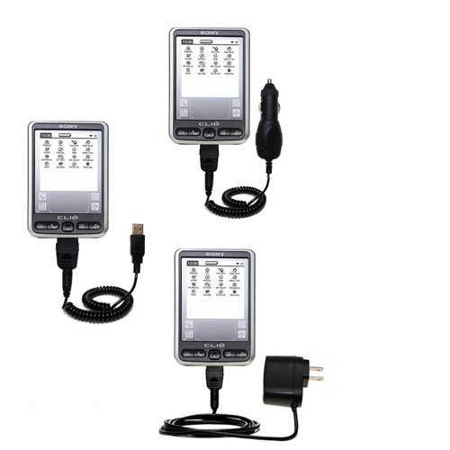 Deluxe Kit for the Sony Clie SL10 includes a USB cable with Car and Wall Charger - Gomadic Brand w/ TipExchange Technology