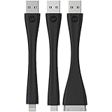 mophie USB Memory-Flex Travel Kit with Lightning, 30-Pin, and Micro USB Cables- Black