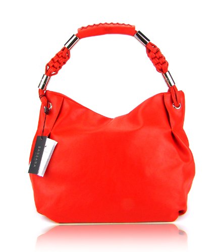 BARBARA MILANO Italian Red Leather Designer Handbag Hobo Shoulder Bag