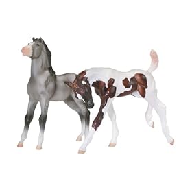 Fun Foals Gift Set Grullo and Liver Chestnut Tobiano by Breyer