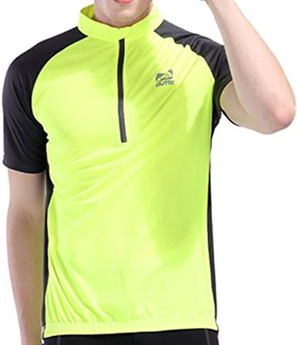 HNA Peak Men's Outdoor Short Sleeve Zipper Cycling Biking Shirt Jersey XXL Fluorescent Green