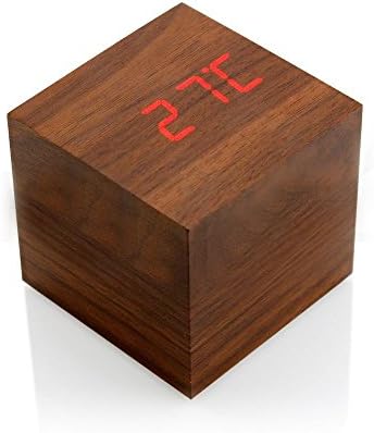 Aobbi™ Modern Wooden Wood Digital LED Desk Alarm Voice Control Clock Thermometer Timer Calendar(brown)