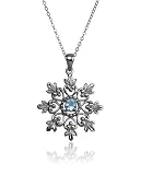 Sterling Silver Blue Topaz Snowflake Pendant