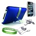 5 Item Bundle for Apple iPod Touch 3rd generation: includes Blue Custom Case with Durable Metal Kick Stand + Home/ Travel Charger + Car Charger + Screen Protector + iPod Earphones with Microphone + Live*Laugh*Love WristBand!!!