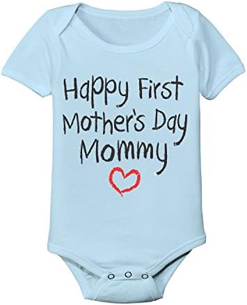 Happy First Mothers Day Mommy Infant Baby One Piece 6 Months Baby Blue