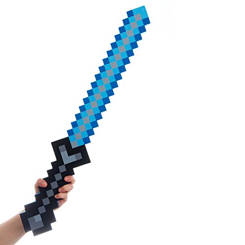8 Bit Pixelated Foam Blue Weapon Toy 30
