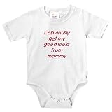 Knit Baby Infant Bodysuit Onesie - 5.5oz.100% Cotton Jersey Knit - with 3 snap bottom in White Light Pink or Baby Blue I obviously get my good looks from mommy