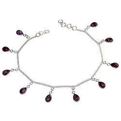 Valentine Gifts for Her Sterling Silver Tiger's Eye Anklet Bracelets Pair 9.25 inches