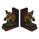 Pair of Hand-carved Elephant Bookends (Thailand)
