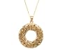 14k Yellow Gold Byzantine Circle Pendant, 18"