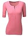 Doublju Women Short Sleeve Henley Neck T-Shirts