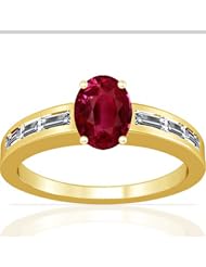 14K Yellow Gold Oval Cut Ruby Ring With Sidestones