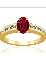 18K Yellow Gold Oval Cut Ruby Ring With Sidestones