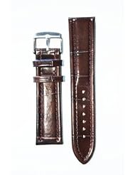 20mm Dark Brown Breitling Style Italian Leather Watchband with Leather Lining and S/S Buckle