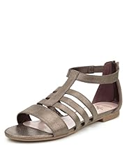 Faux Snakeskin Print Strappy Gladiator Sandals