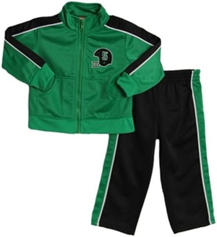 Baby Togs Little Boys' 2 Piece Green Black Tricot Jacket Pants Track Set