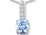 1.35 cttw 14k White Gold Plated Silver Created Aquamarine and Genuine White Topaz Pendant